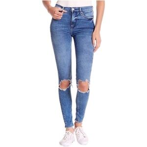 Free People x Sandrine Rose Distressed Ankle Jeans Paris Blue Size 28